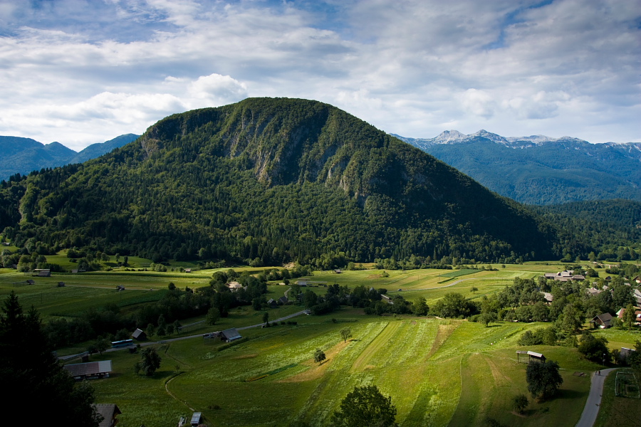 View on Upper Bohinj valley and Rudnica hill