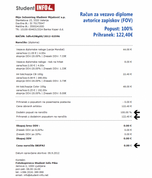 100% popust na vezav diplome oz. 122€ prihranka!
